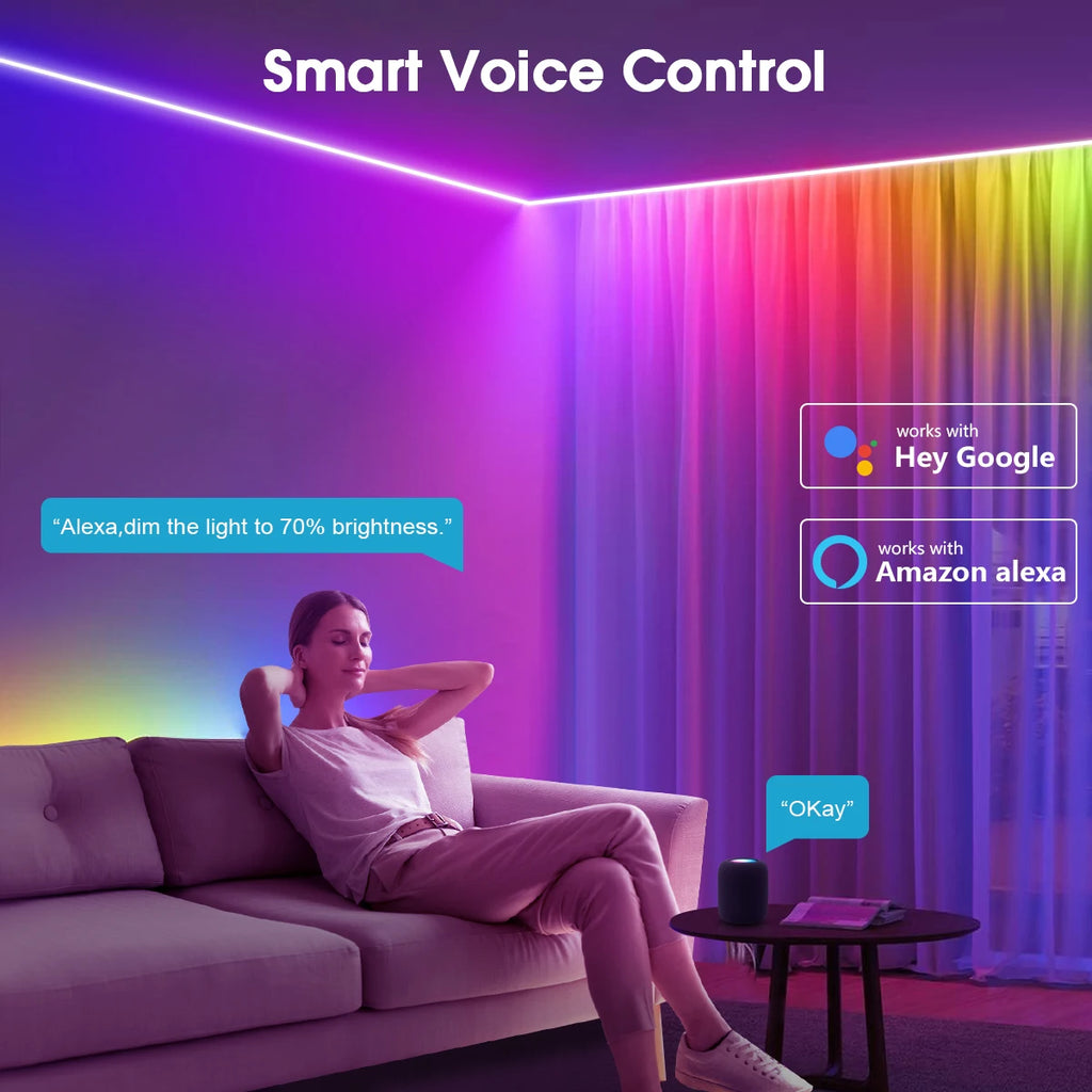 TUYA Smart DC12V RGBIC COB Strip Light 576Leds/M WS2811 Support APP Voice Control Segmented Dimming Alexa Google Home Room Decor
